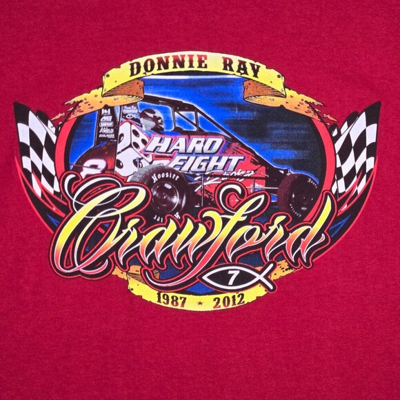 Donnie Ray Crawford Tribute Tee 2XL Red Gildan Double Sided Graphic 1987–2012 - Picture 4 of 16
